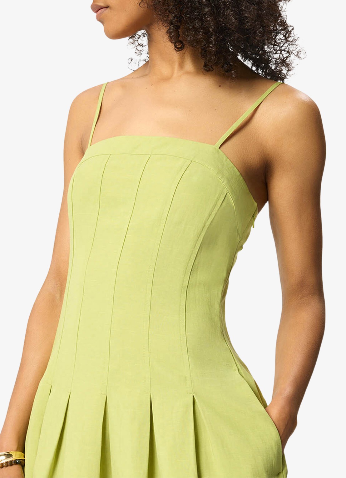 Whistles Midi jurk met plooien - detail 2 kiwigroen