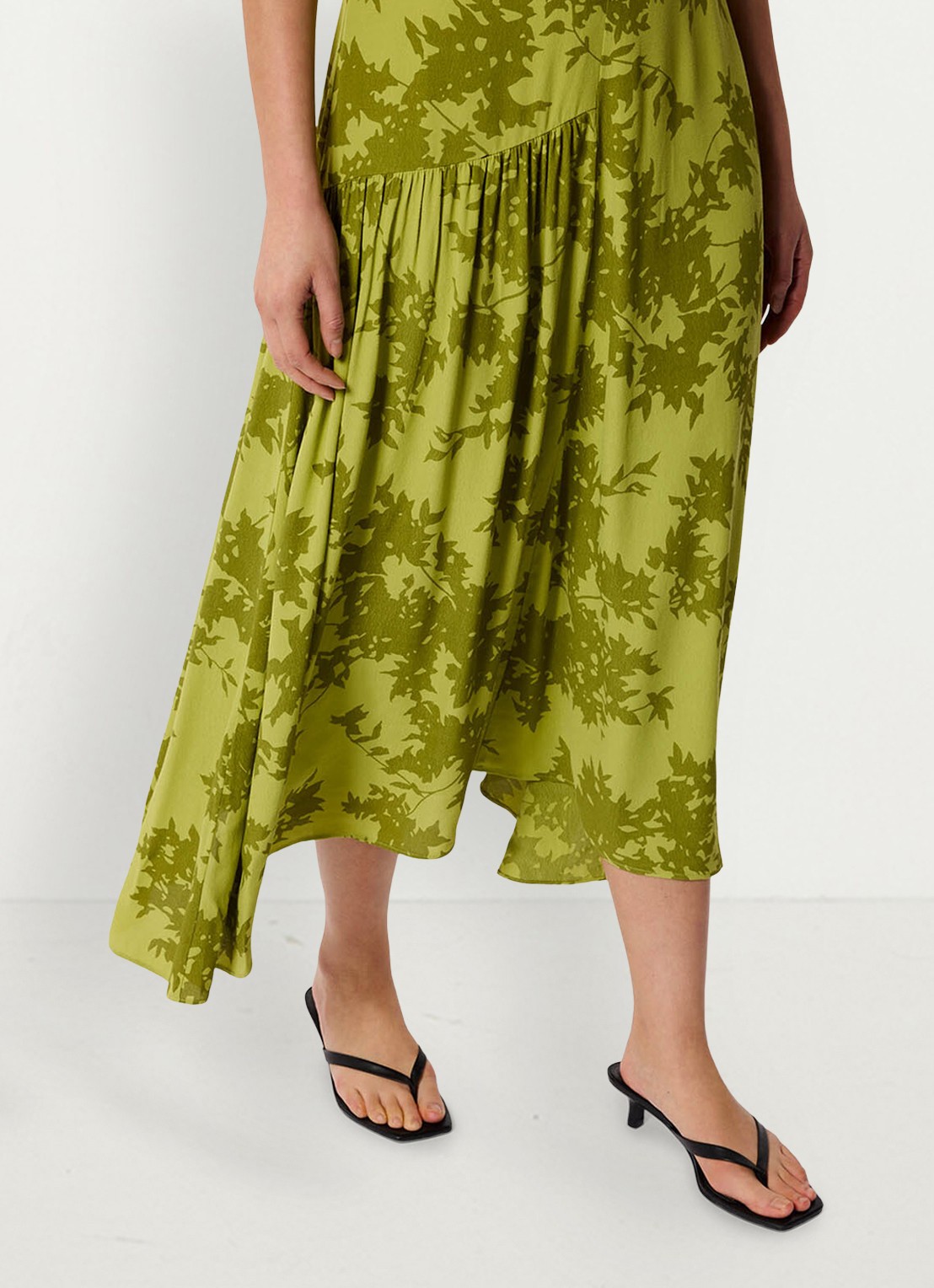 Whistles Midi jurk met print en plooien - detail 2 groen
