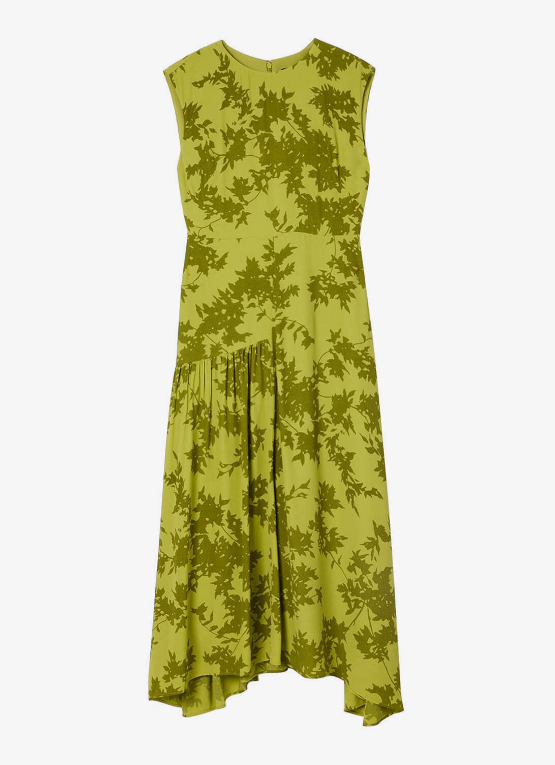 Whistles Midi jurk met print en plooien - voorkant 4 groen