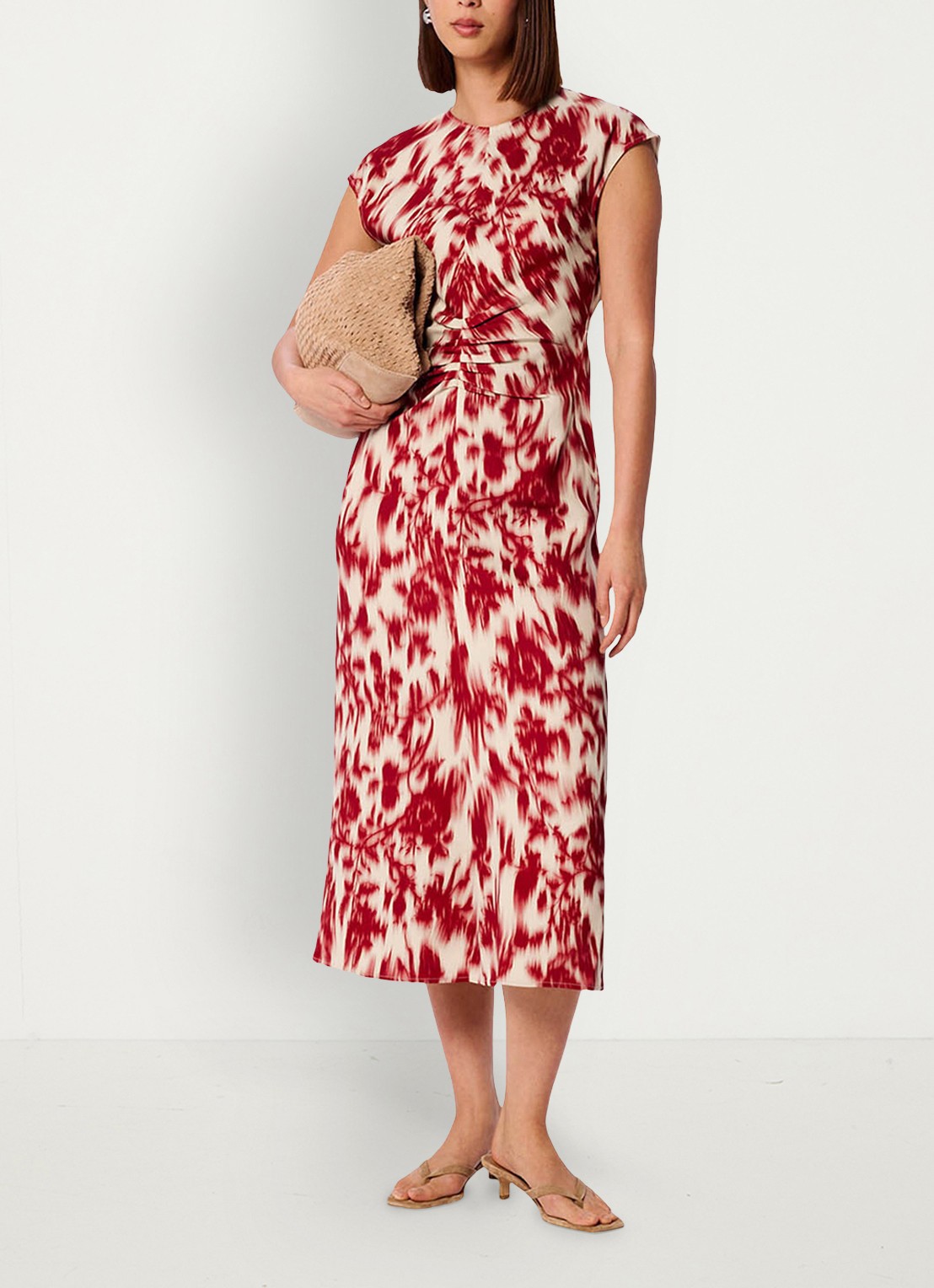 Whistles Midi jurk met  print - voorkant 2 rood