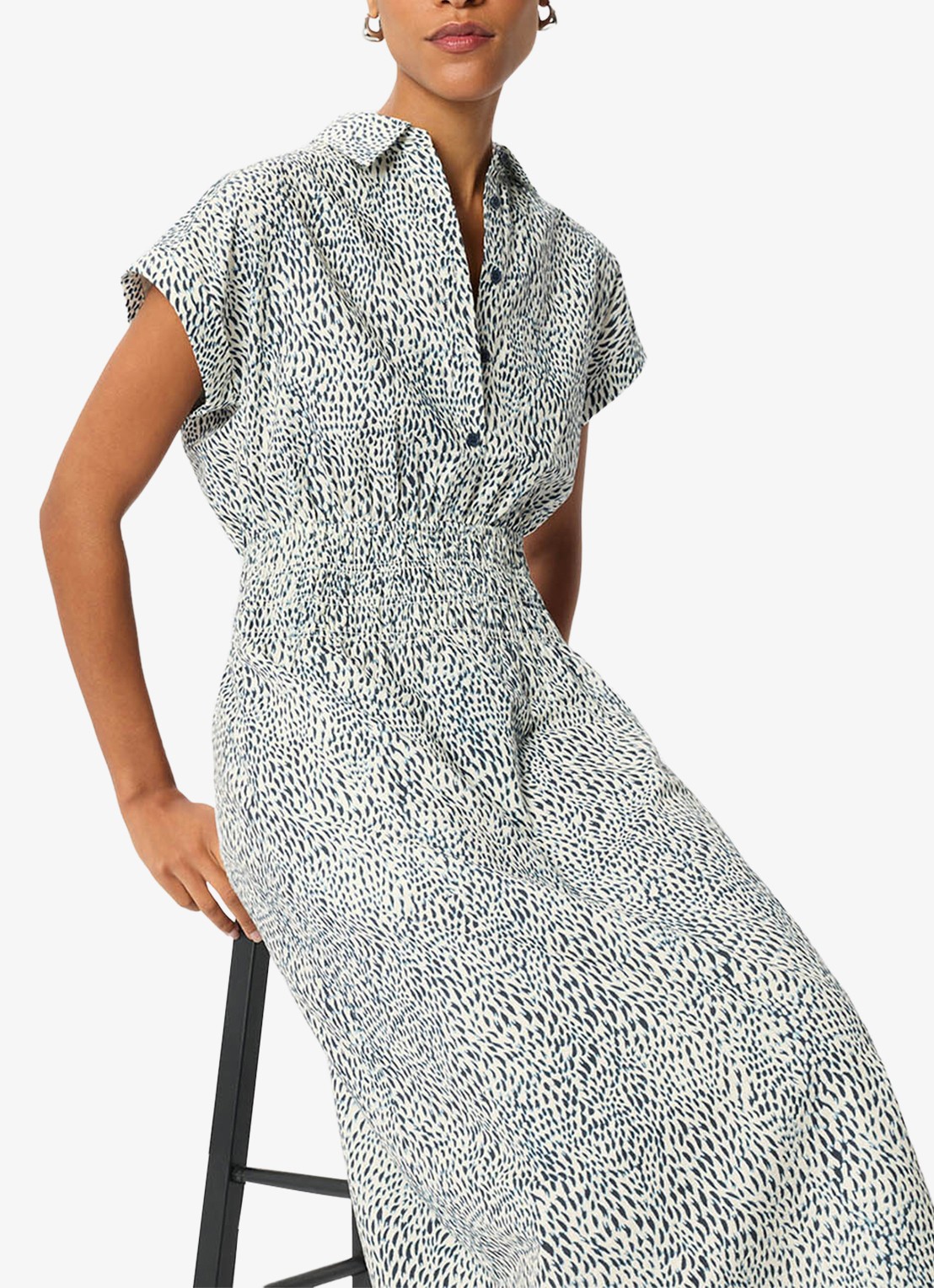 Whistles Midi jurk met print - detail 6 donkerblauw