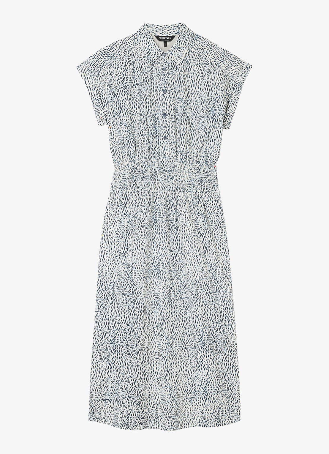 Whistles Midi jurk met print - voorkant donkerblauw