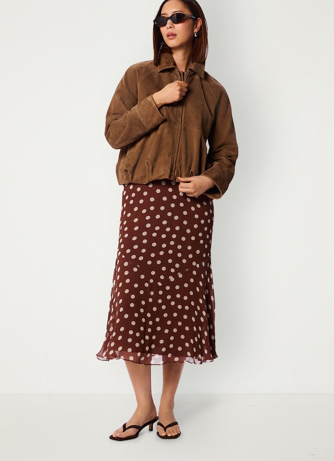 Whistles Midi jurk met stippenprint - detail 4 bruin
