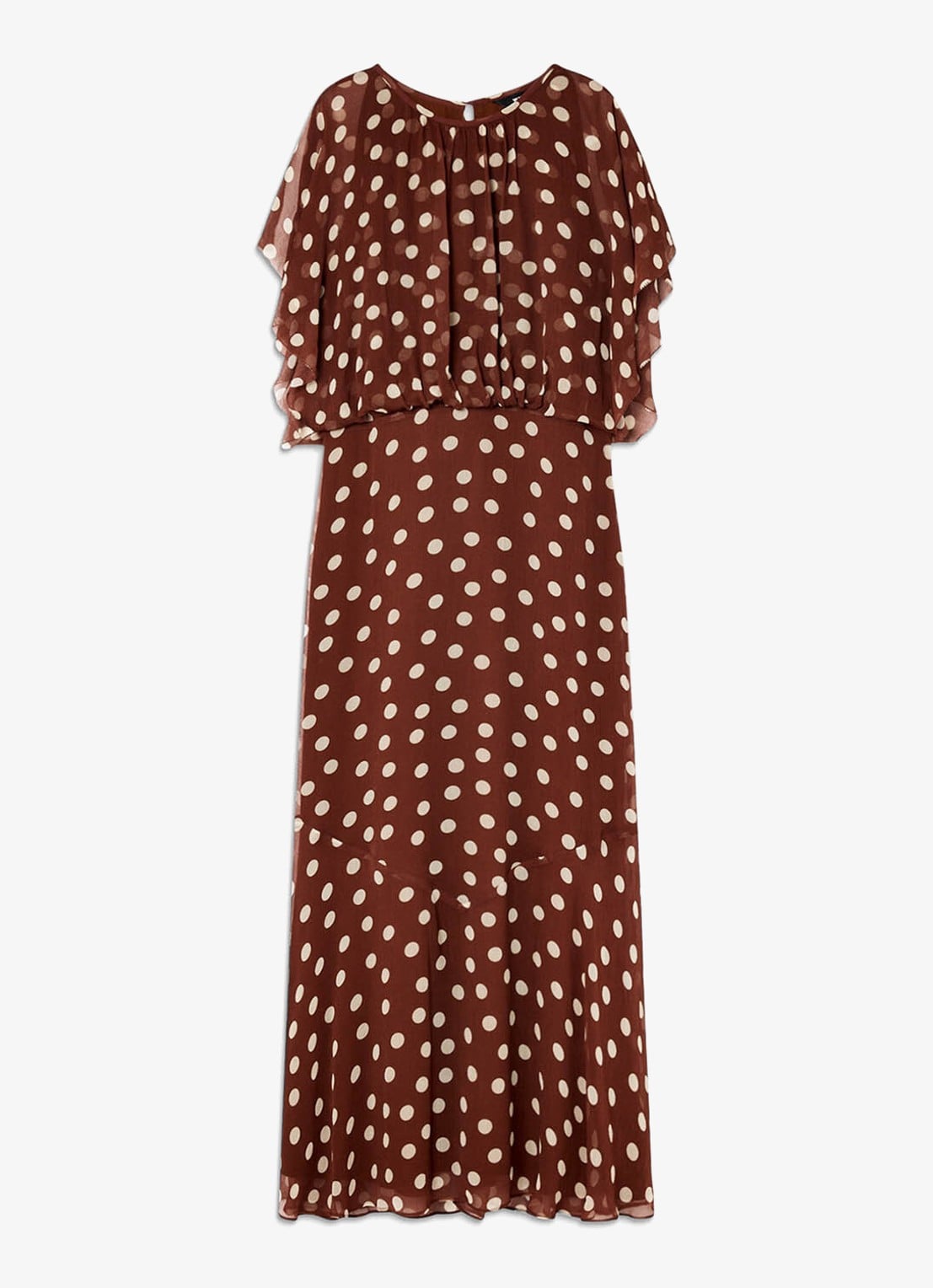 Whistles Midi jurk met stippenprint - voorkant 2 bruin