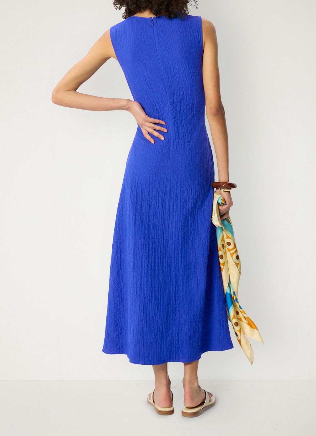 Whistles Midi jurk met V-hals en structuur - achterkant 5 blauw