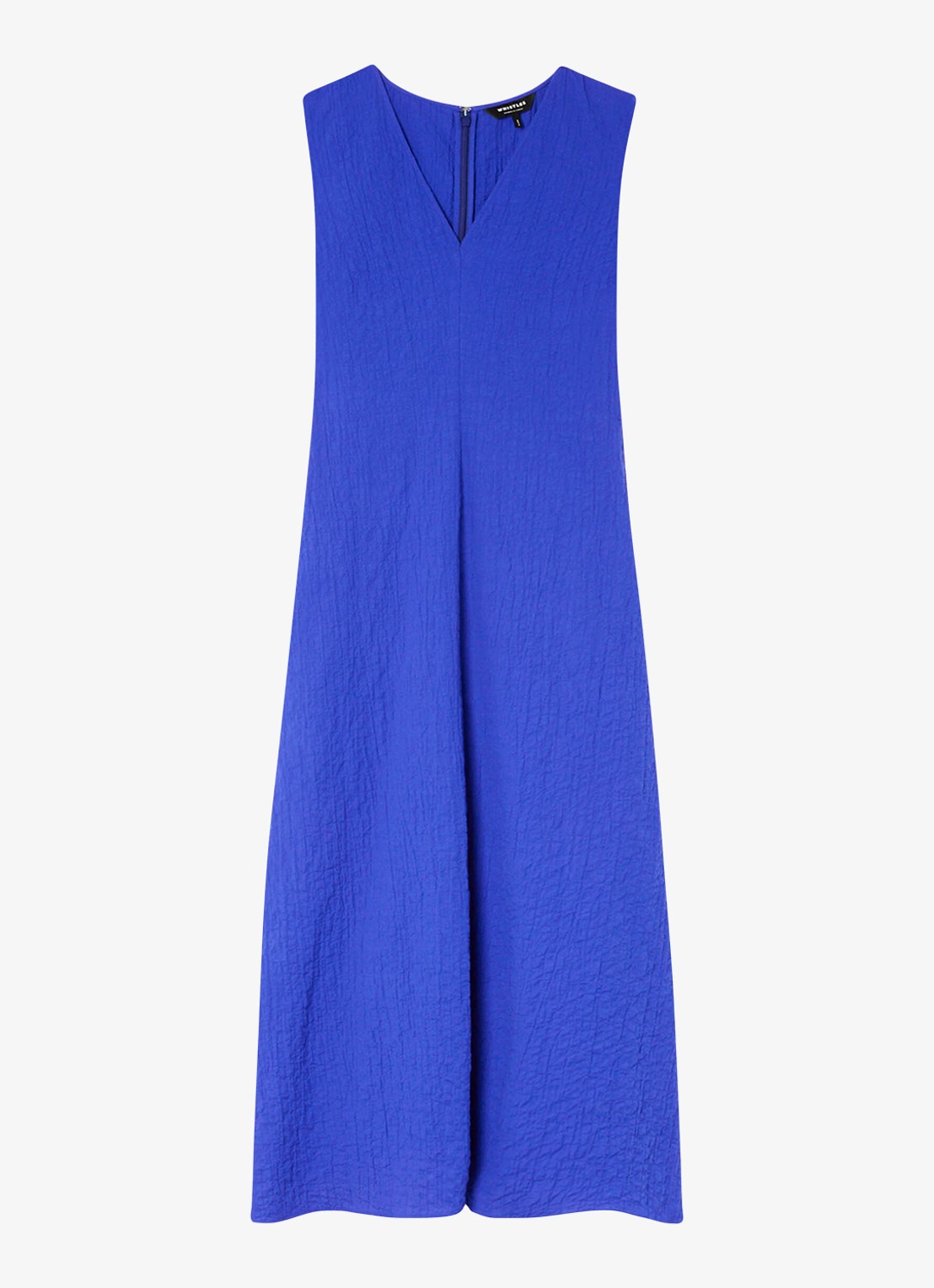 Whistles Midi jurk met V-hals en structuur - voorkant 6 blauw