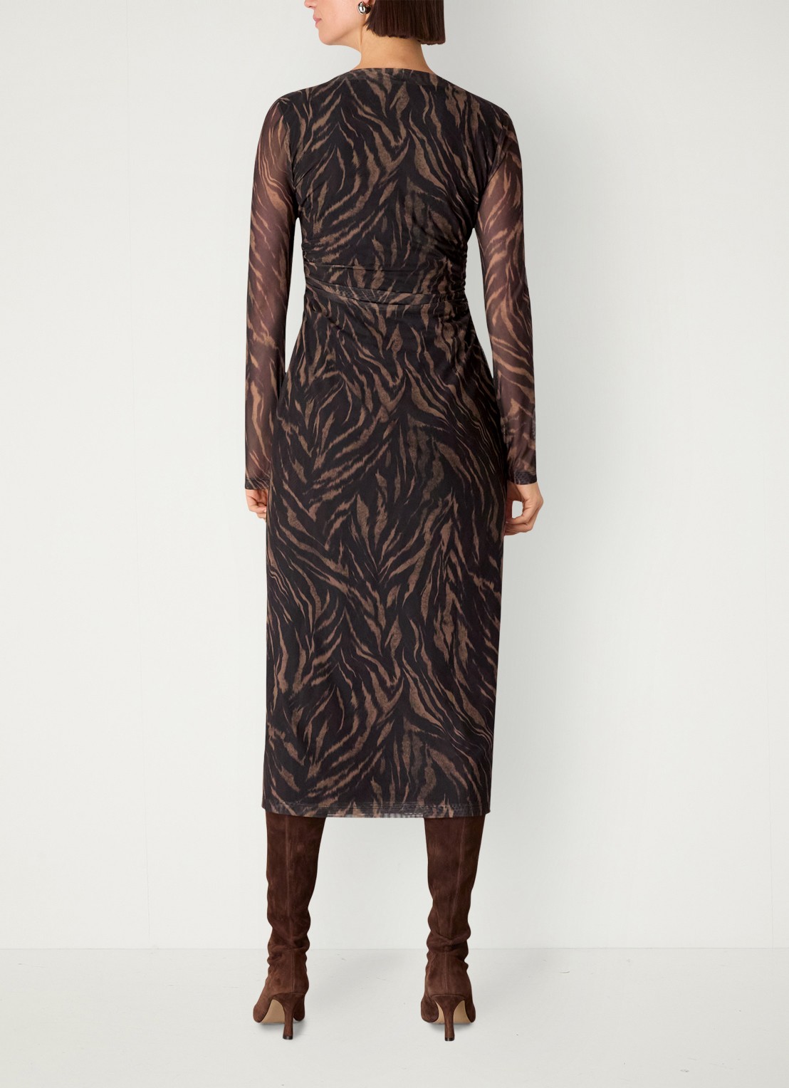Whistles Midi jurk met zebraprint - achterkant 2 zwart