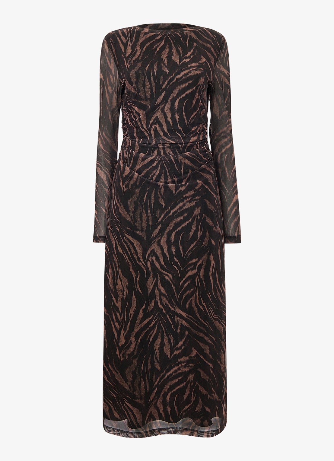 Whistles Midi jurk met zebraprint - voorkant 3 zwart