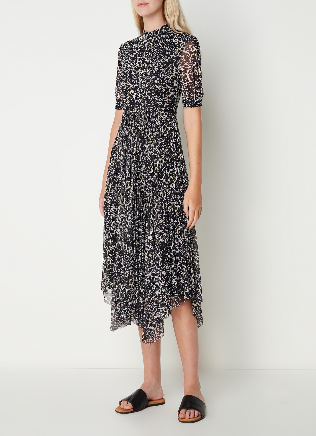 Whistles Midi jurk van mesh met panterprint - detail 4 lichtbruin