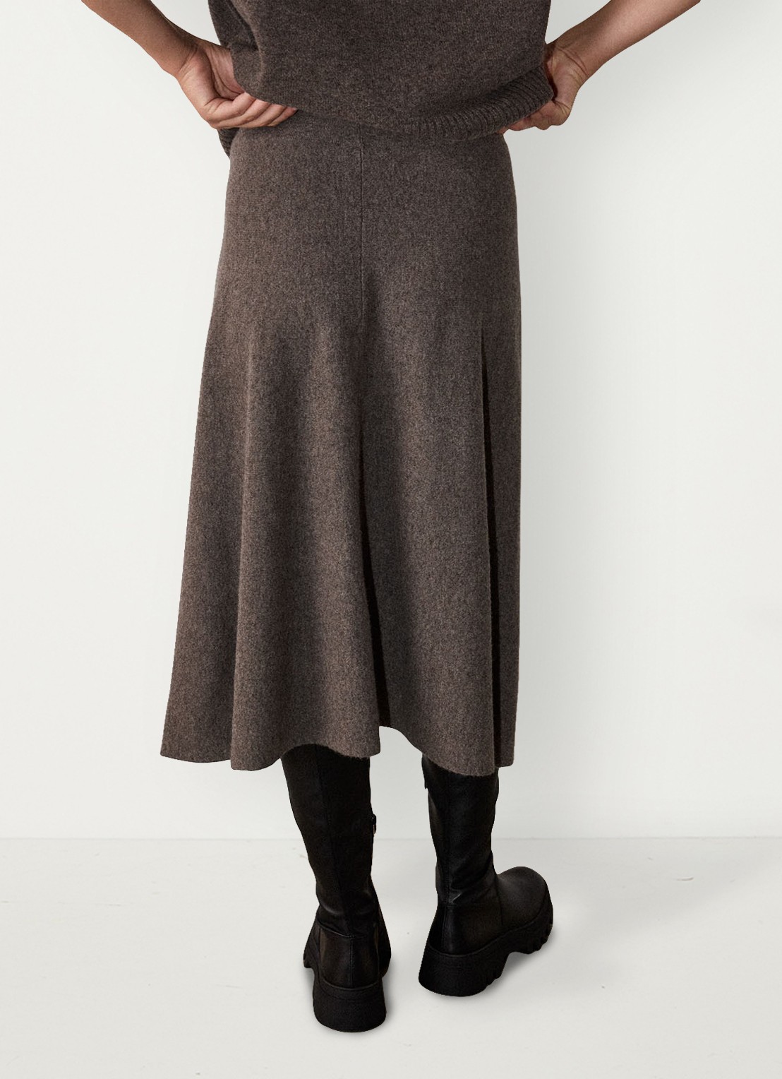 Whistles Midi rok van wol - achterkant 4 taupe