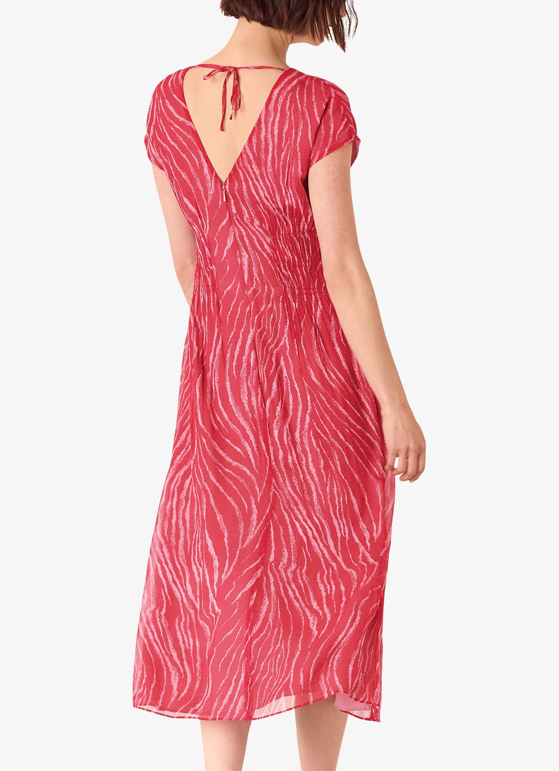Whistles Midi tuniekjurk met zebraprint  - achterkant 4 kersenrood