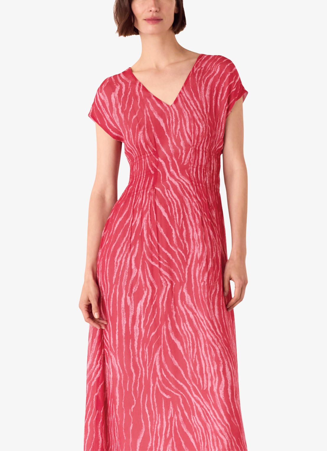 Whistles Midi tuniekjurk met zebraprint  - detail kersenrood