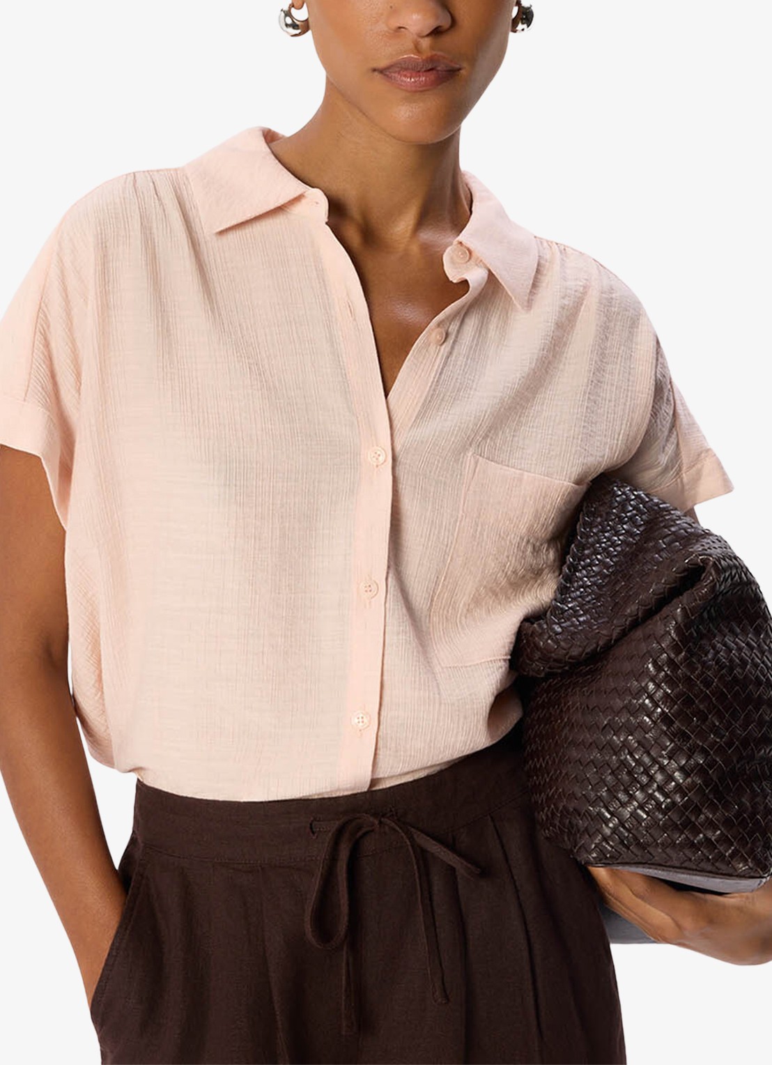 Whistles Nicola blouse met structuur - detail 4 lichtroze