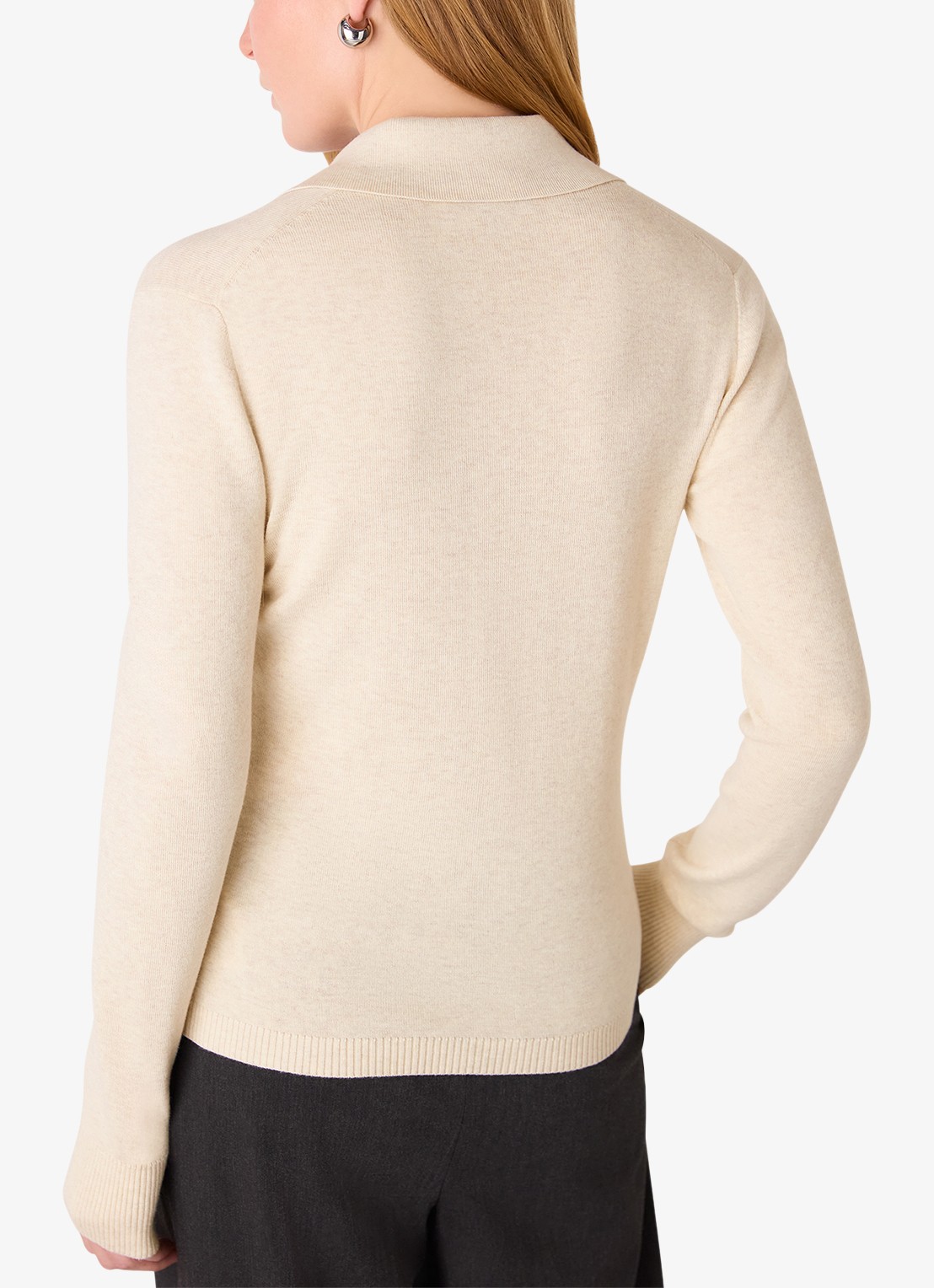 Whistles Phoebe fijngebreid vest met kraag - achterkant 4 beige
