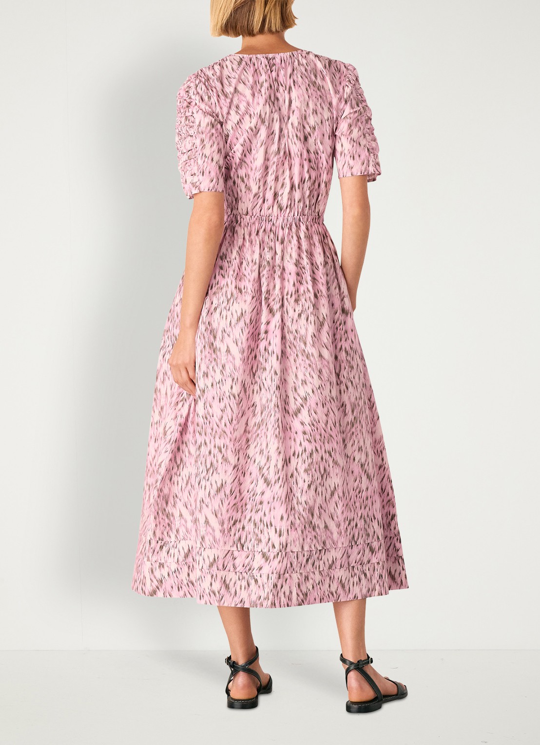 Whistles Pink midi jurk met V-hals - achterkant roze