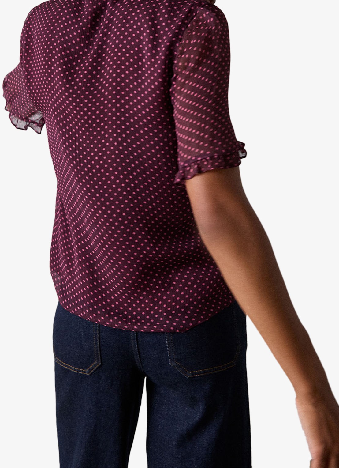Whistles Polka Dot blouse met ruches - achterkant 3 paars