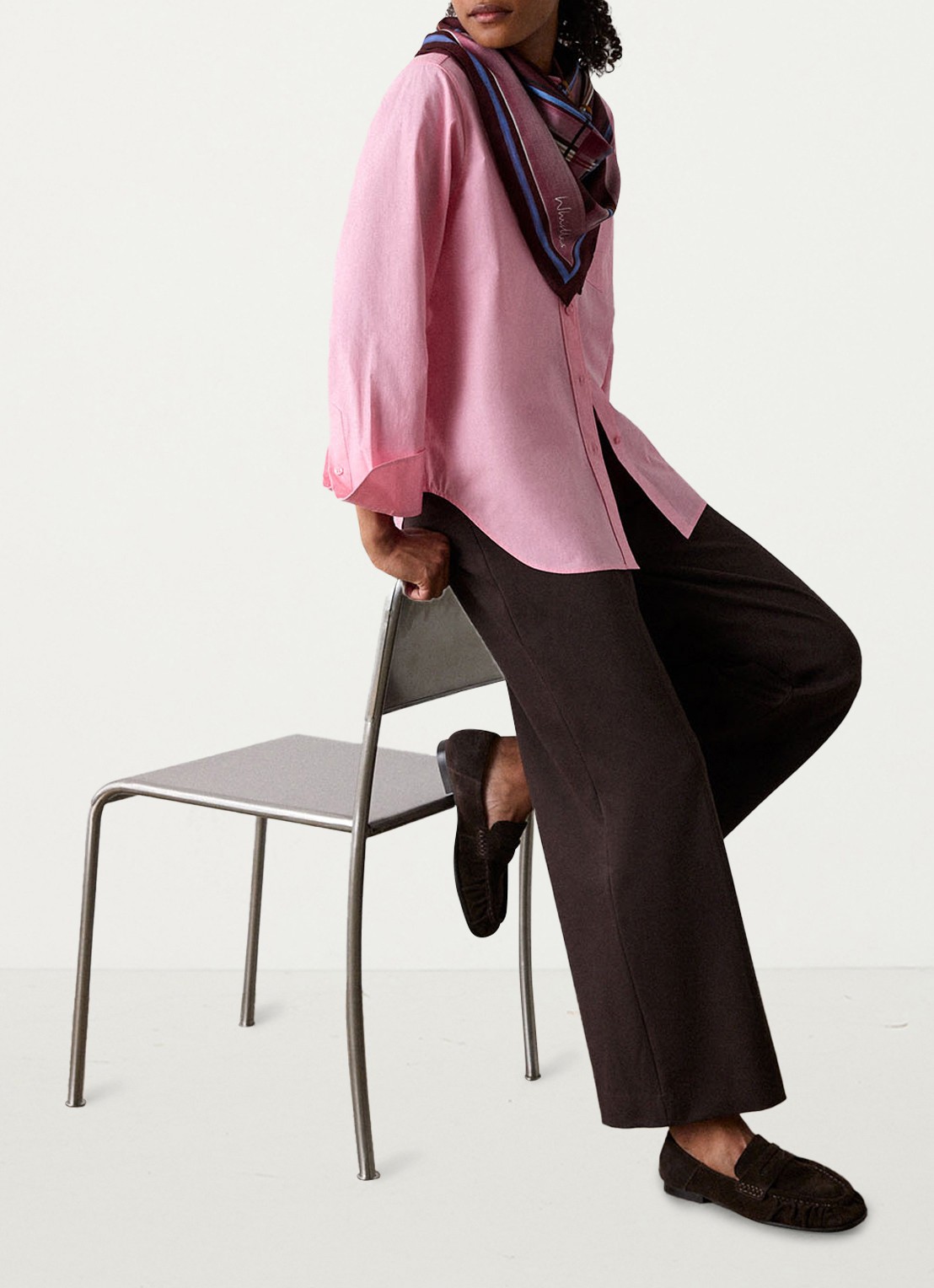 Whistles Ponte high waist wide fit pantalon - detail 2 donkerbruin