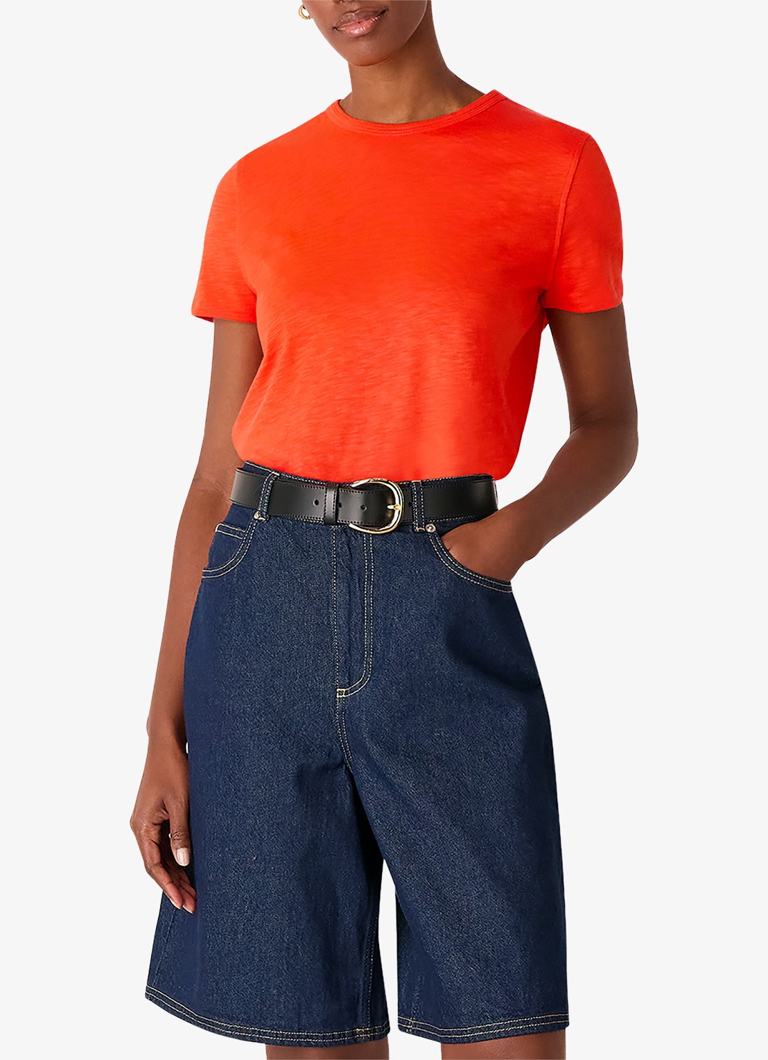 Whistles Posie T-shirt met stretch - detail steenrood