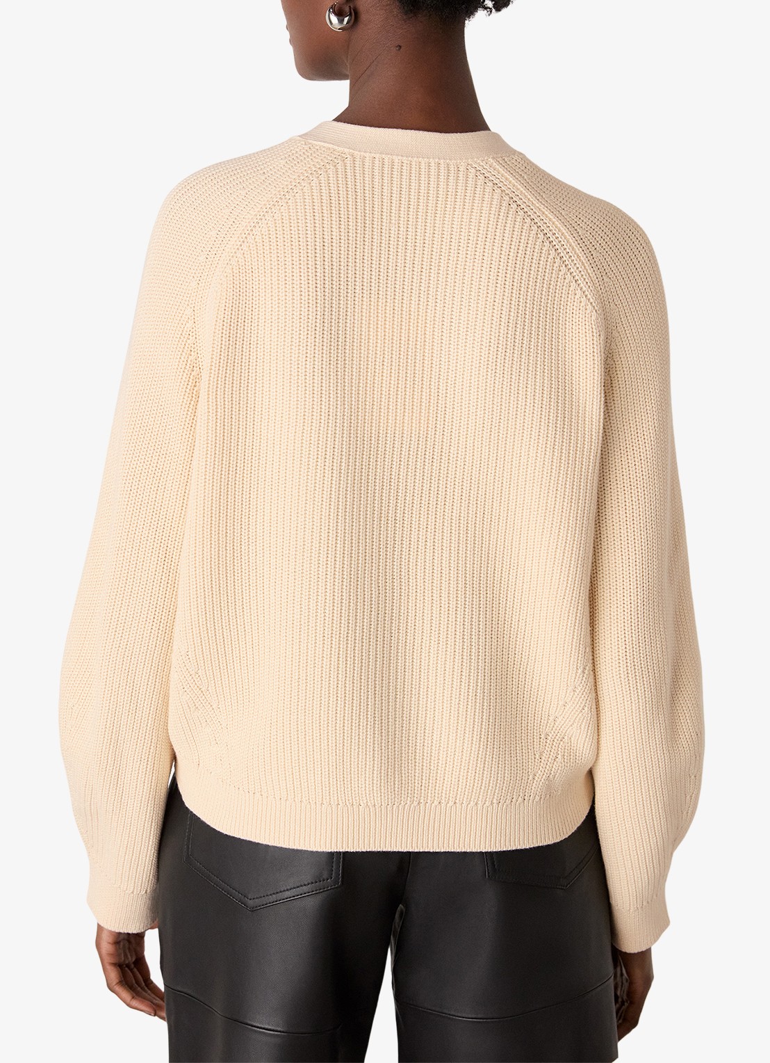 Whistles Ribgebreid vest met V-hals - achterkant 4 beige