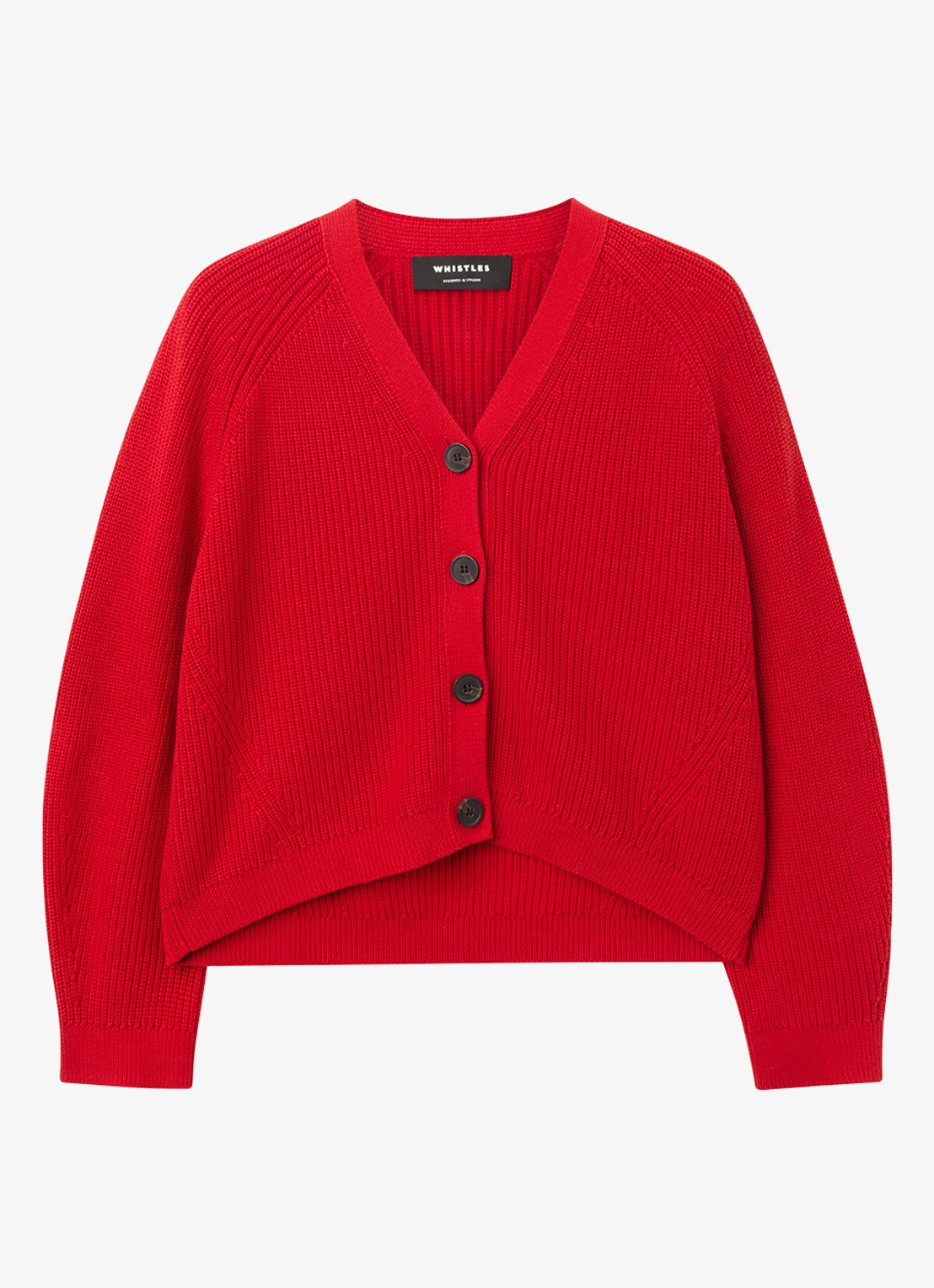 Whistles Ribgebreid vest met V-hals - voorkant 4 steenrood