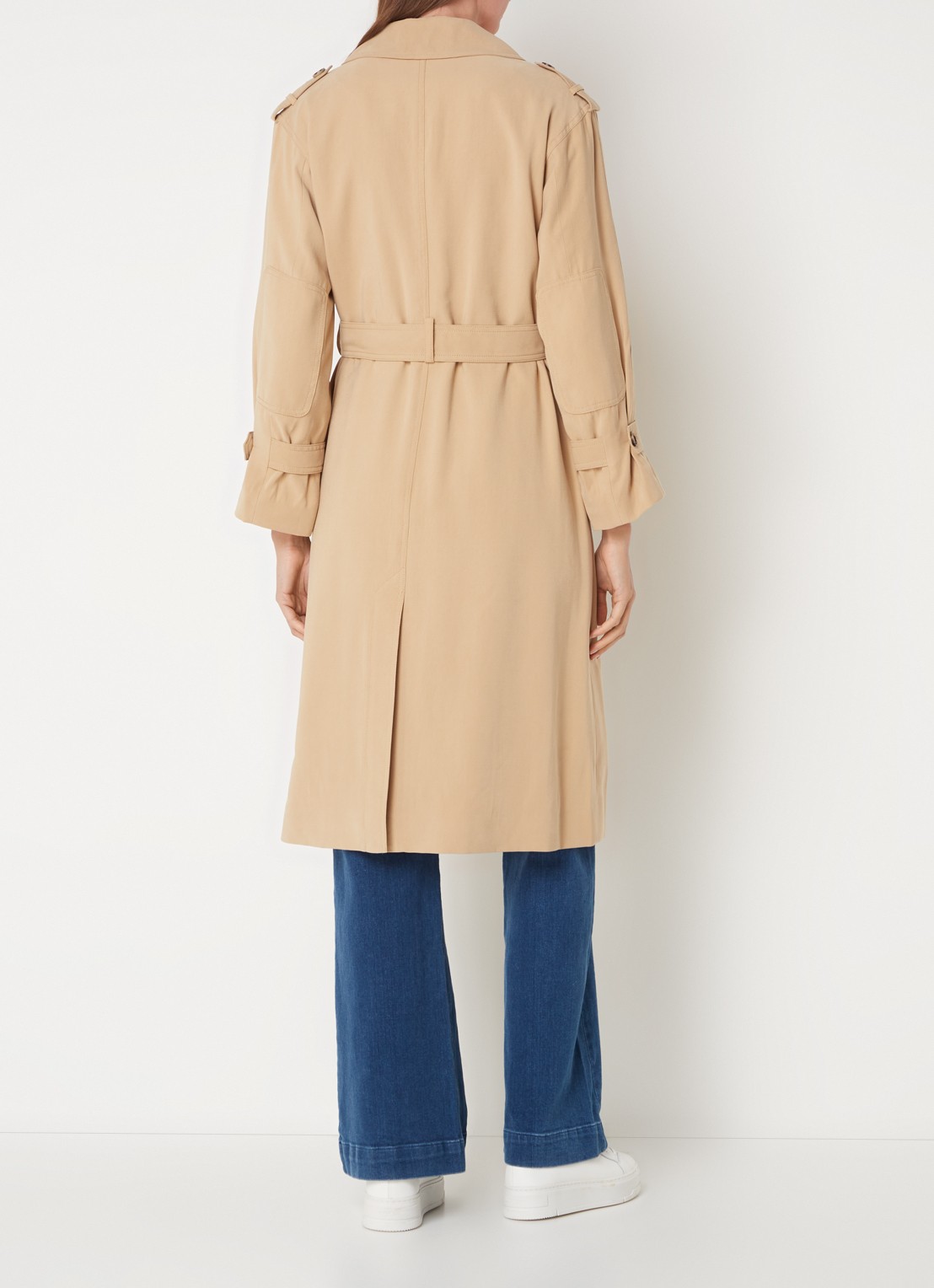 Whistles Riley double-breasted trenchcoat met ceintuur - achterkant 2 beige