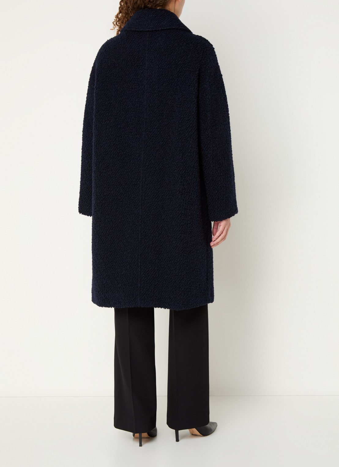 Whistles Romy mantel van bouclé met steekzakken - achterkant 4 donkerblauw