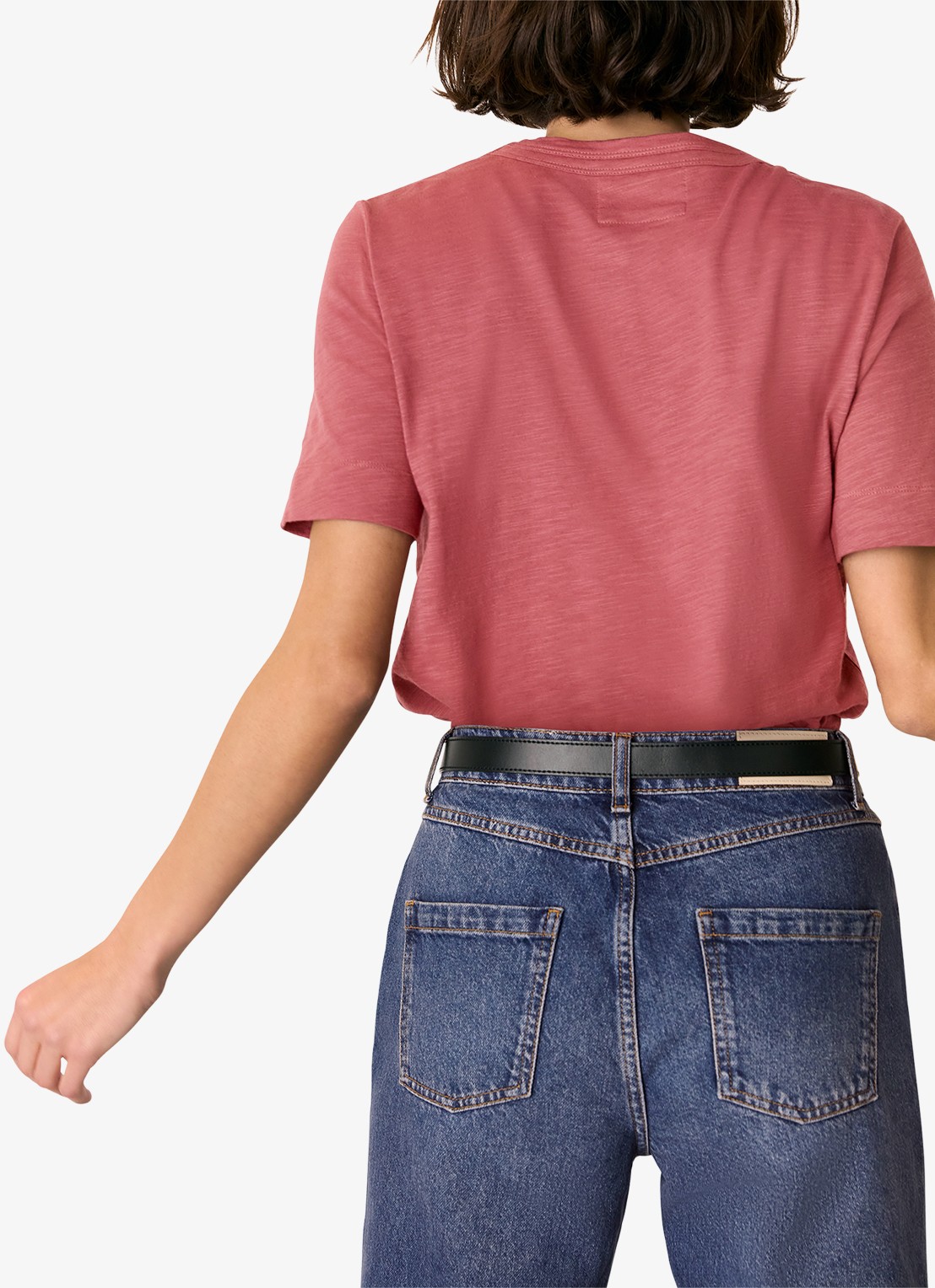 Whistles Rosa T-shirt met gemêleerd dessin - achterkant 2 donkerroze