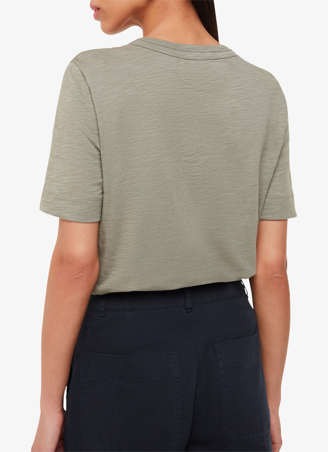 Whistles Rosa T-shirt met gemêleerd dessin - achterkant 4 lindegroen