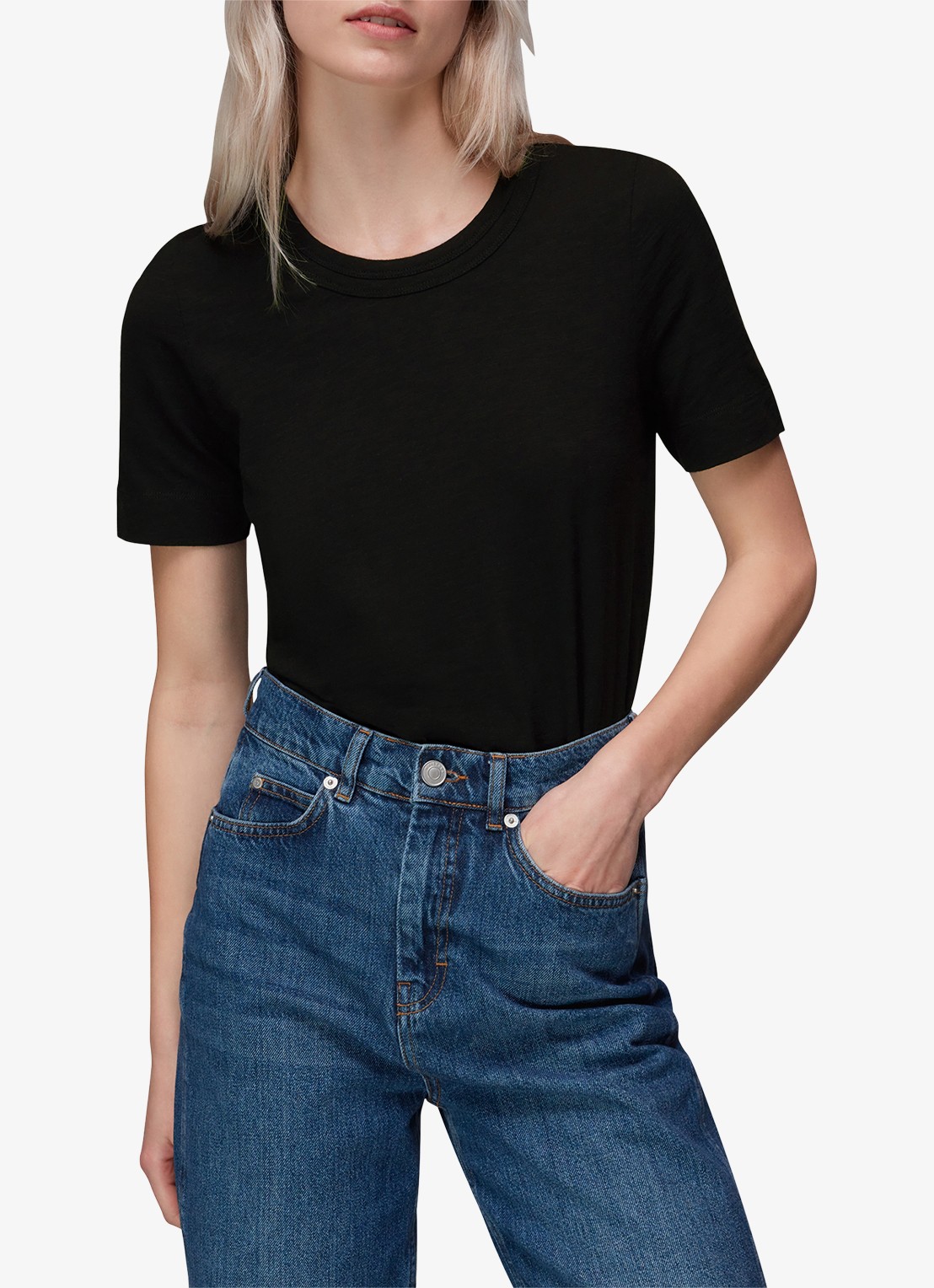 Whistles Rosa T-shirt met stretch - detail 2 zwart