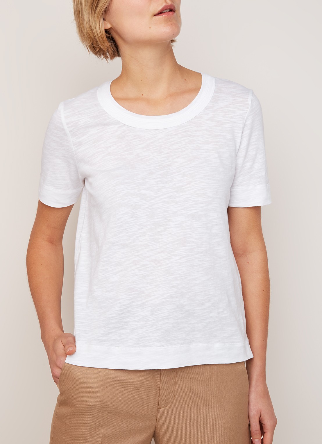 Whistles Rosa T-shirt van katoen met ronde hals  - detail 2 wit