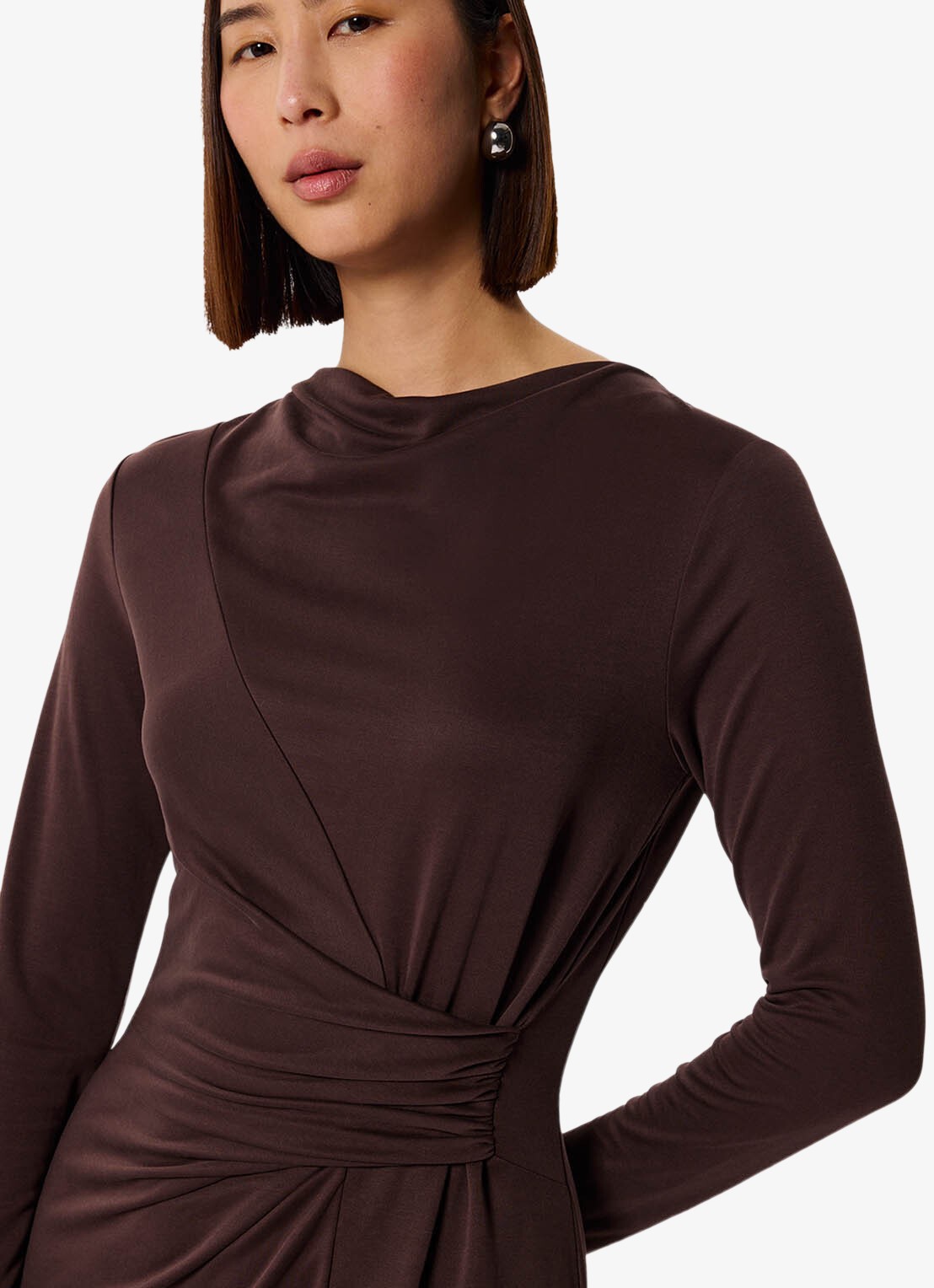 Whistles Ruched midi jurk met plooien  - detail 4 bruin