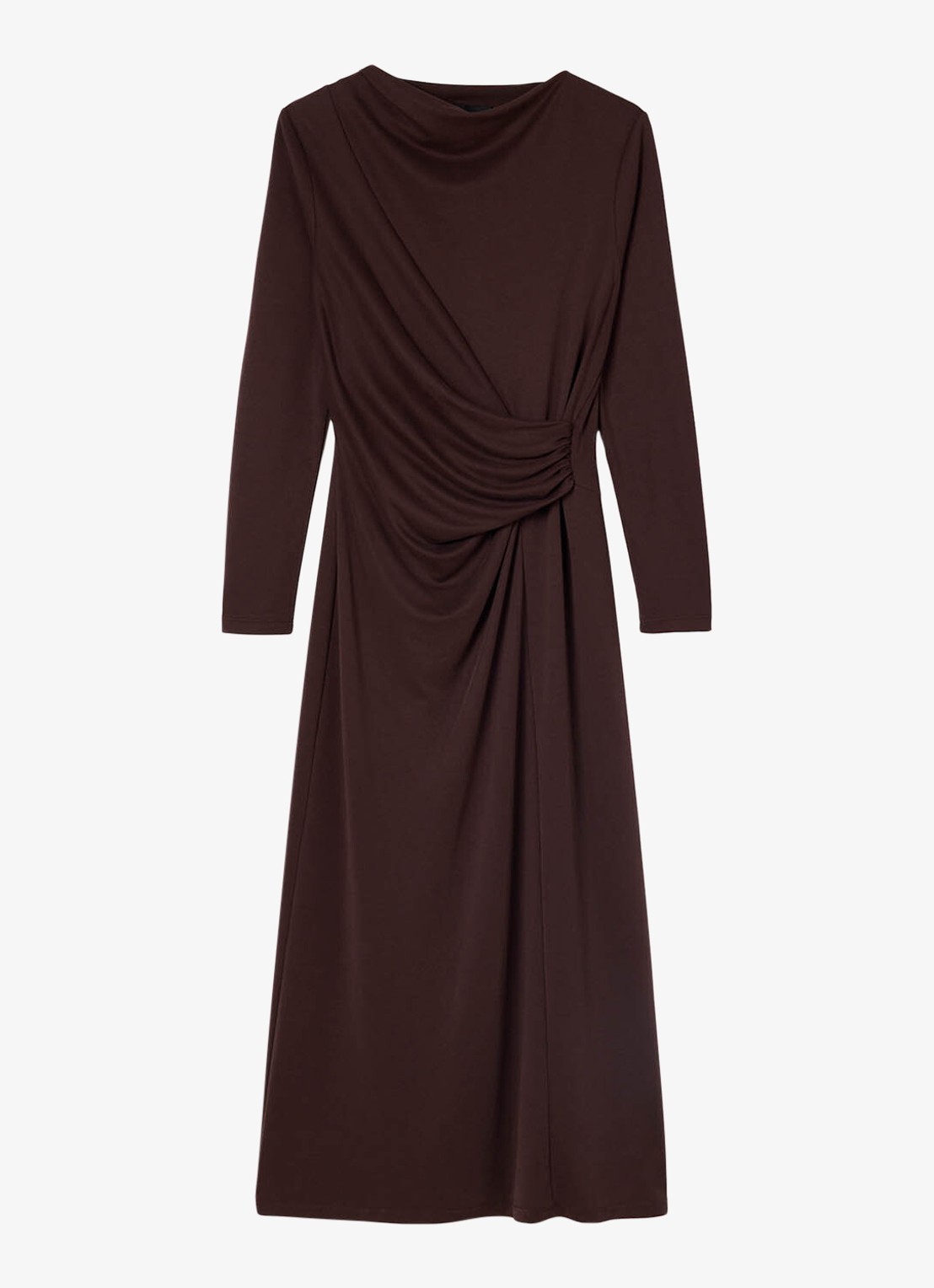 Whistles Ruched midi jurk met plooien  - voorkant 2 bruin