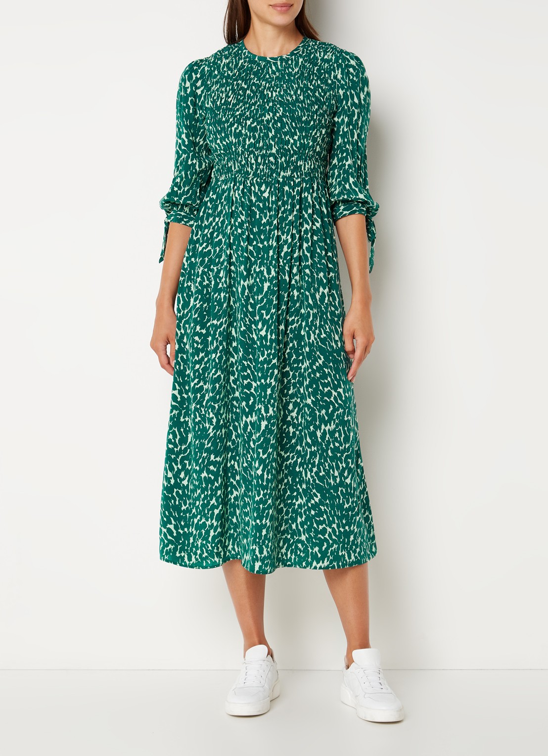 Whistles Sahara midi jurk met print - voorkant 2 groen