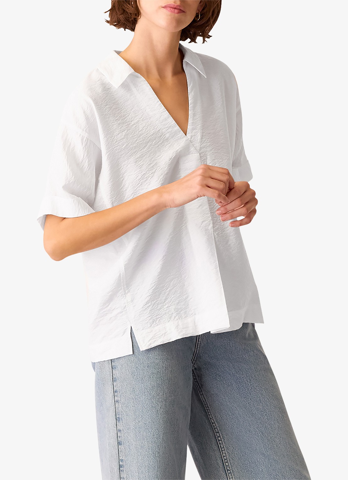 Whistles Sasha blouse met V-hals - detail 3 wit