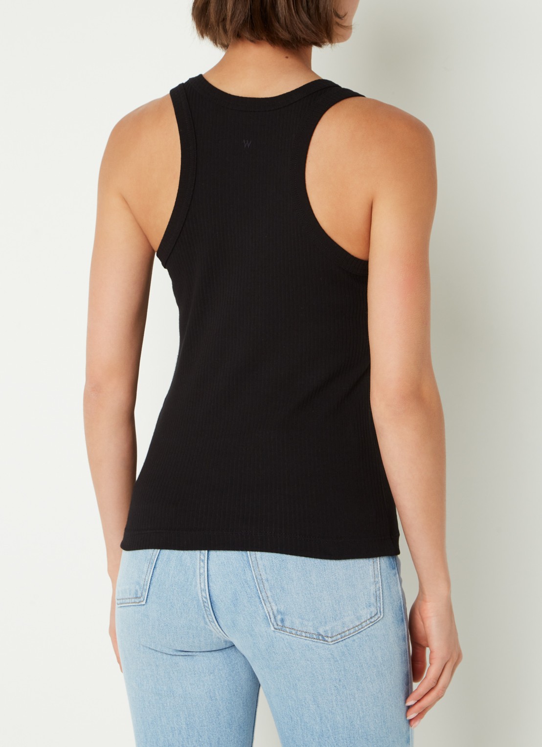 Whistles Scoop tanktop met ribstructuur - achterkant 3 zwart