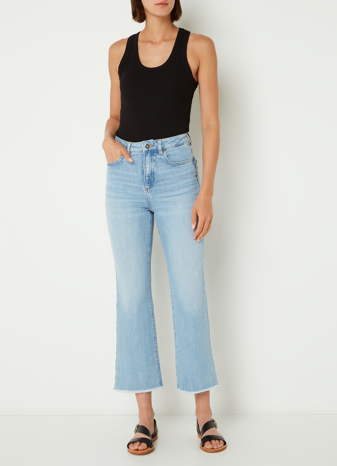 Whistles Scoop tanktop met ribstructuur - voorkant 2 zwart