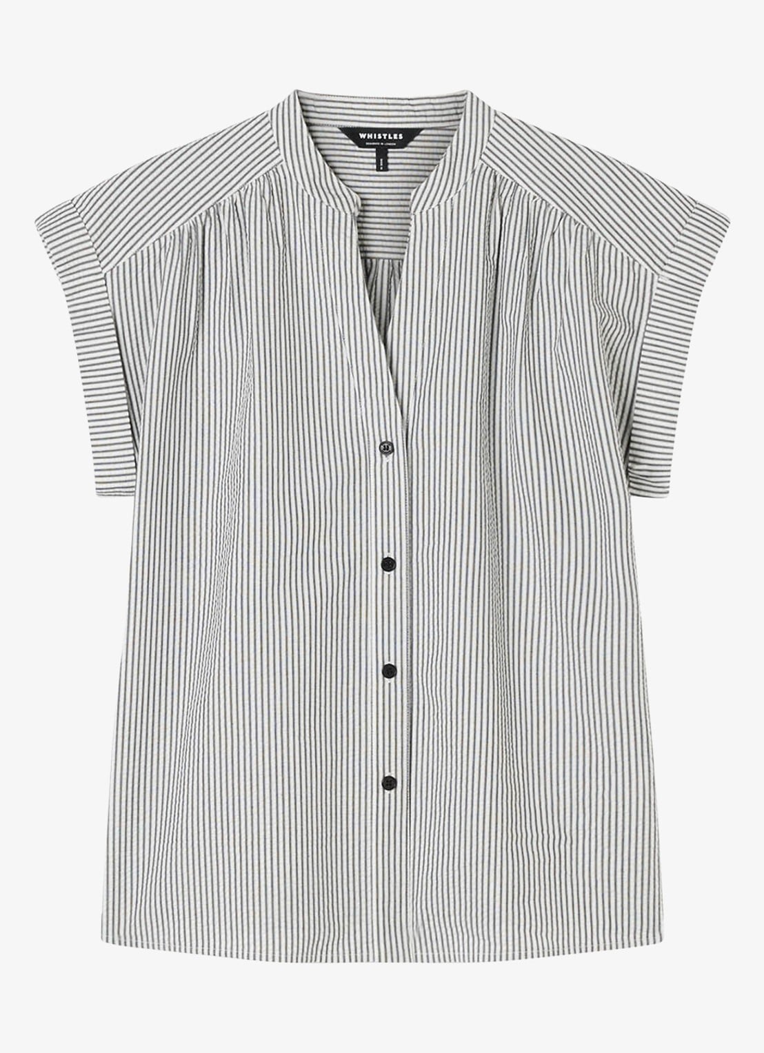 Whistles Seersucker blouse met streepprint - voorkant 5 gebroken wit