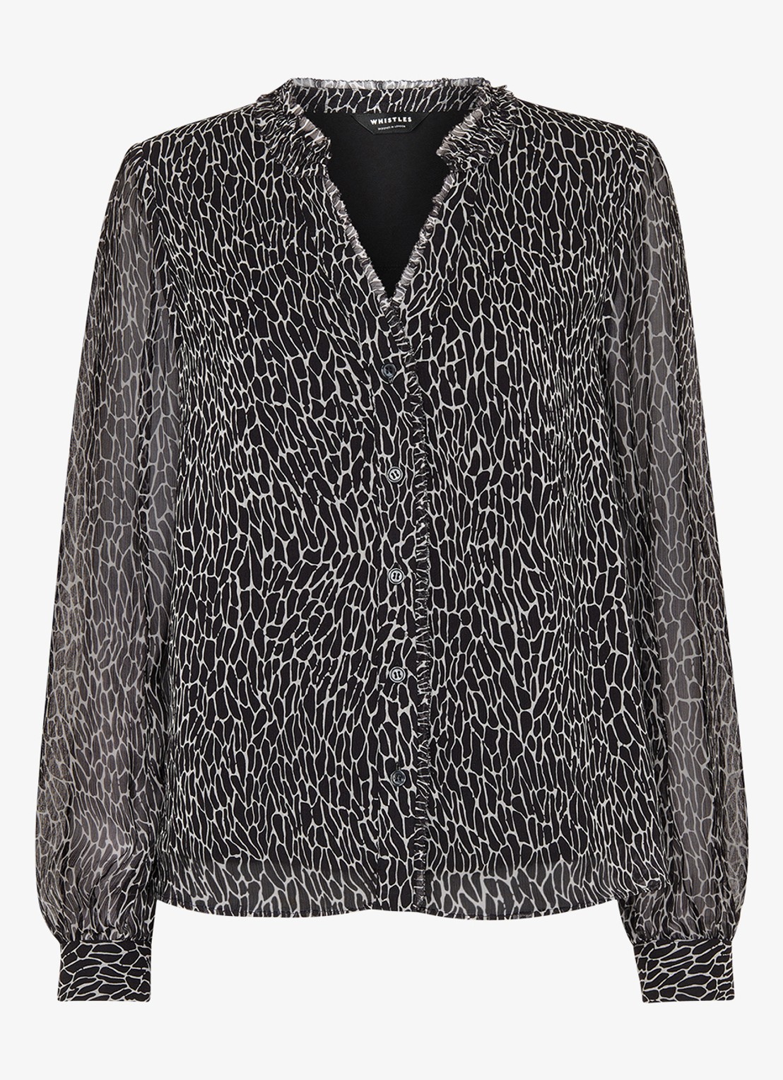 Whistles Semi-transparante blouse met slangenprint - voorkant 2 zwart