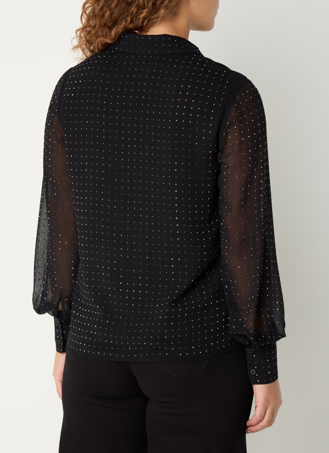 Whistles Semi-transparante blouse met strass - achterkant zwart