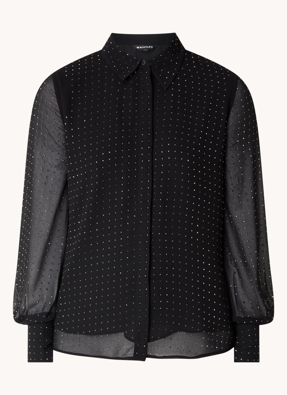 Whistles Semi-transparante blouse met strass - voorkant 2 zwart