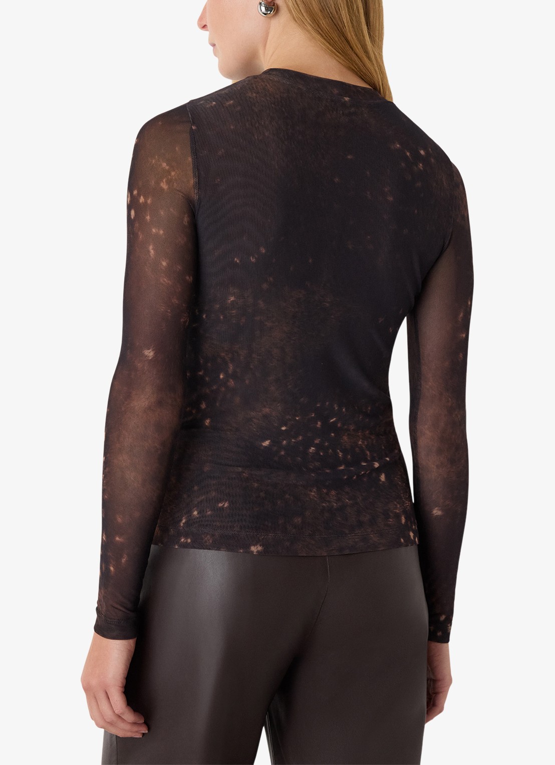 Whistles Semi-transparante top van mesh met print - achterkant 3 bruin