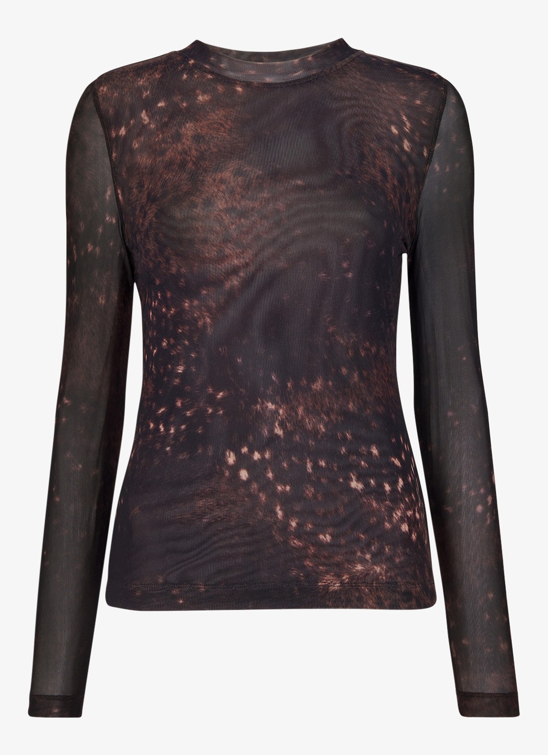 Whistles Semi-transparante top van mesh met print - voorkant 4 bruin
