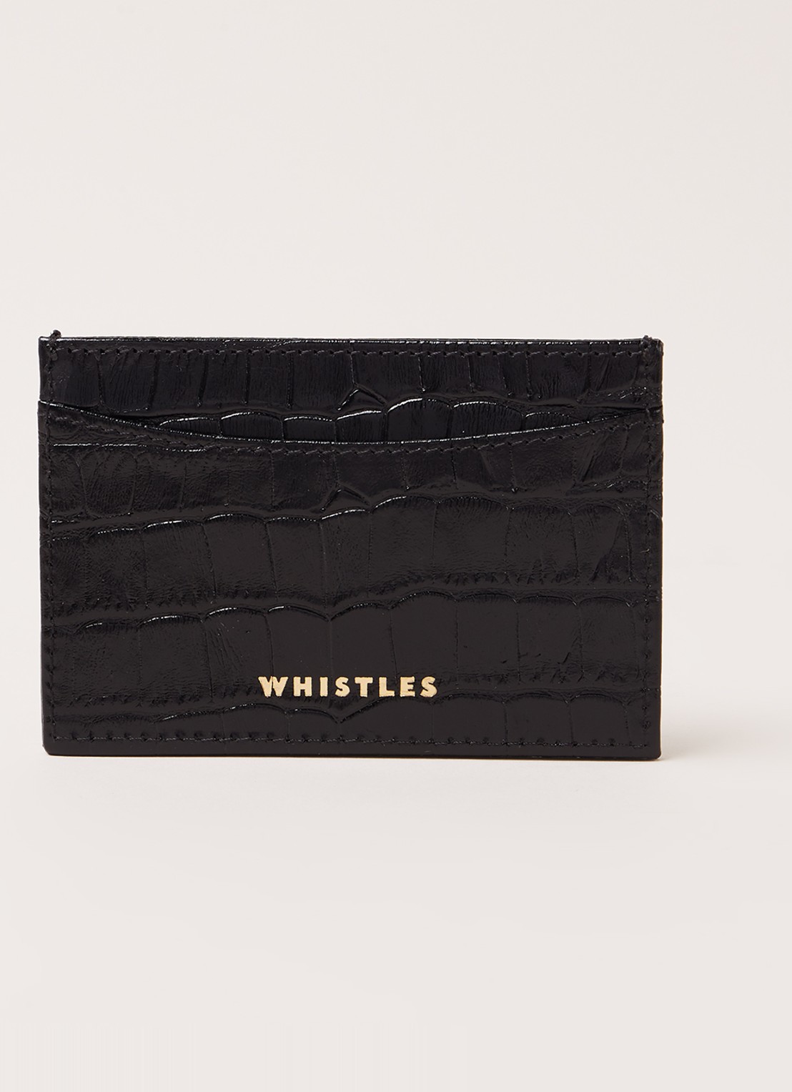 Whistles Shiny Croc pasjeshouder van leer - voorkant 4 zwart