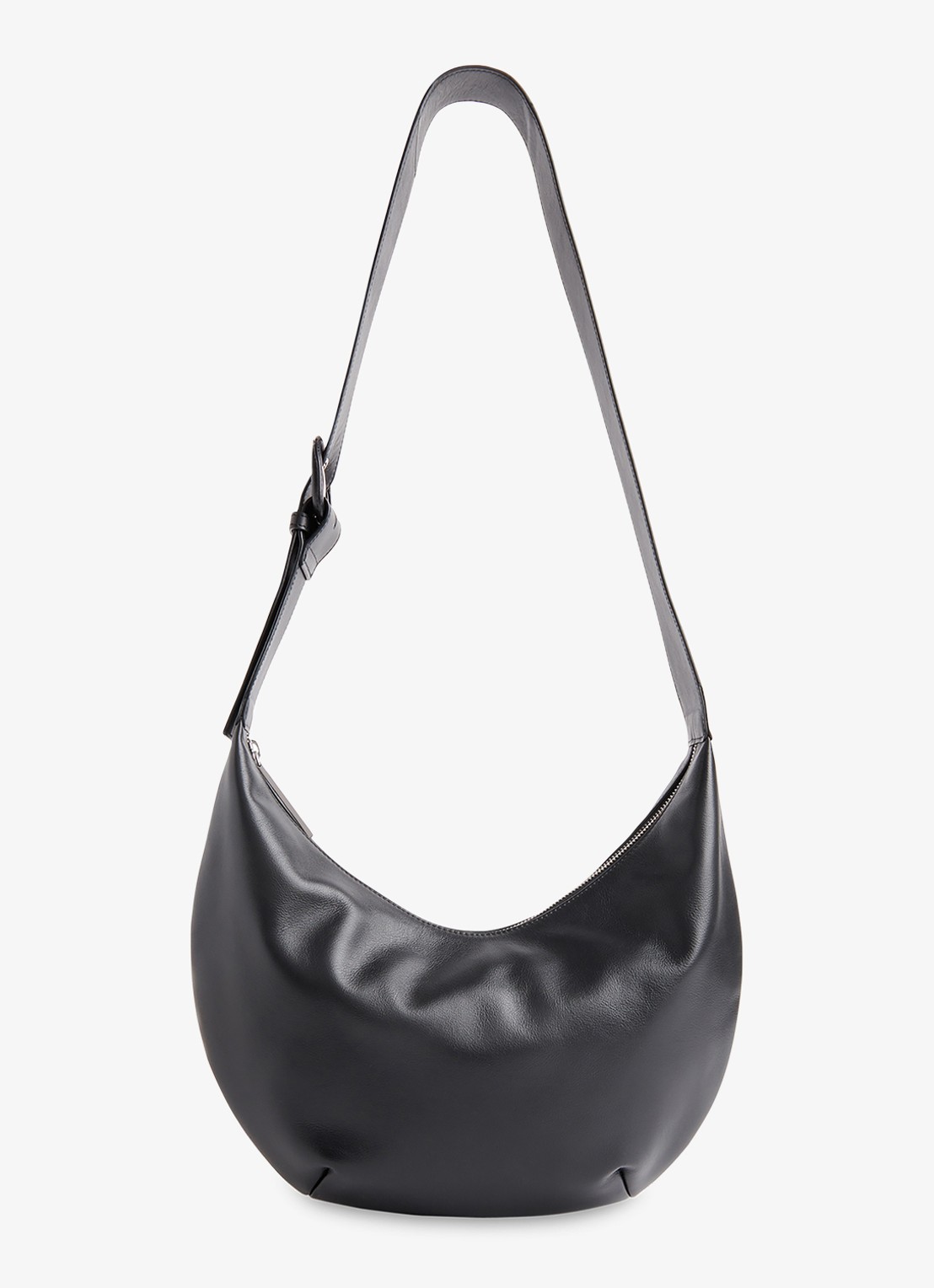 Whistles Sia crossbodytas van leer met verstelbare schouderriem - voorkant zwart