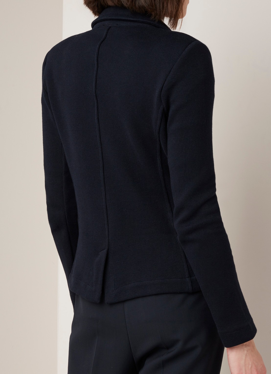 Whistles Slim fit blazer van jersey met ingeweven structuur - achterkant 4 donkerblauw