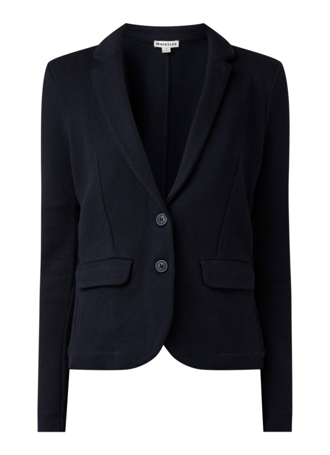 Whistles Slim fit blazer van jersey met ingeweven structuur - voorkant donkerblauw