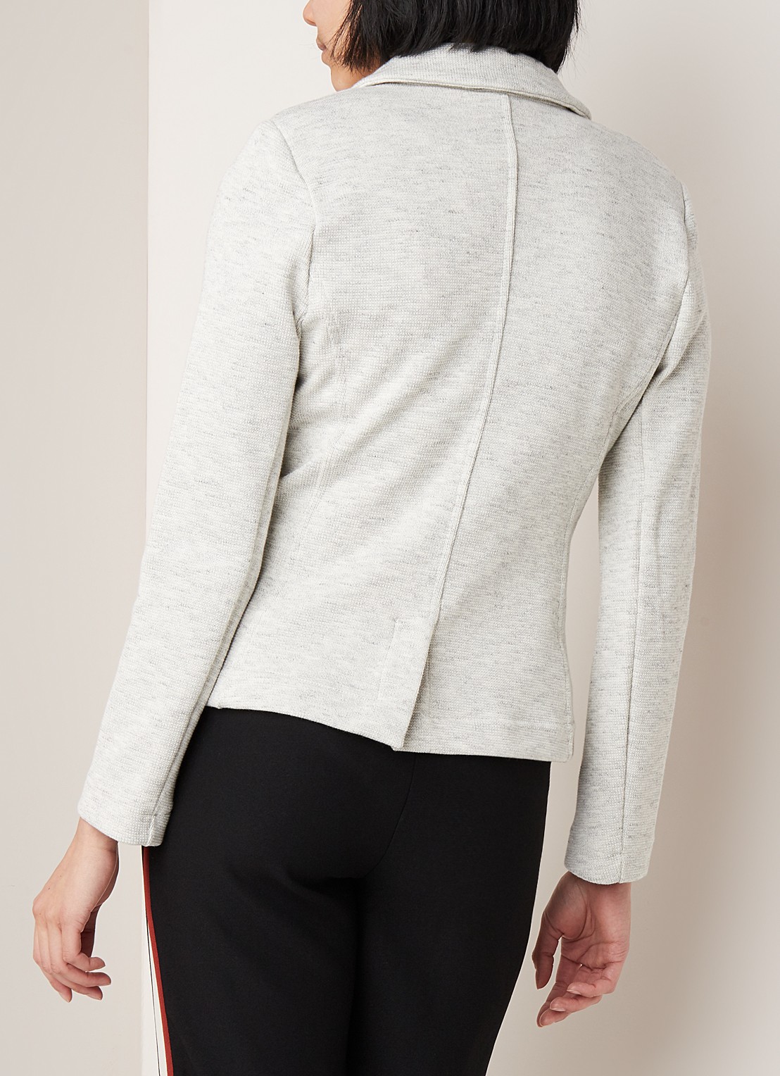 Whistles Slim fitted blazer van katoen met gemêleerd dessin - achterkant 4 lichtgrijs