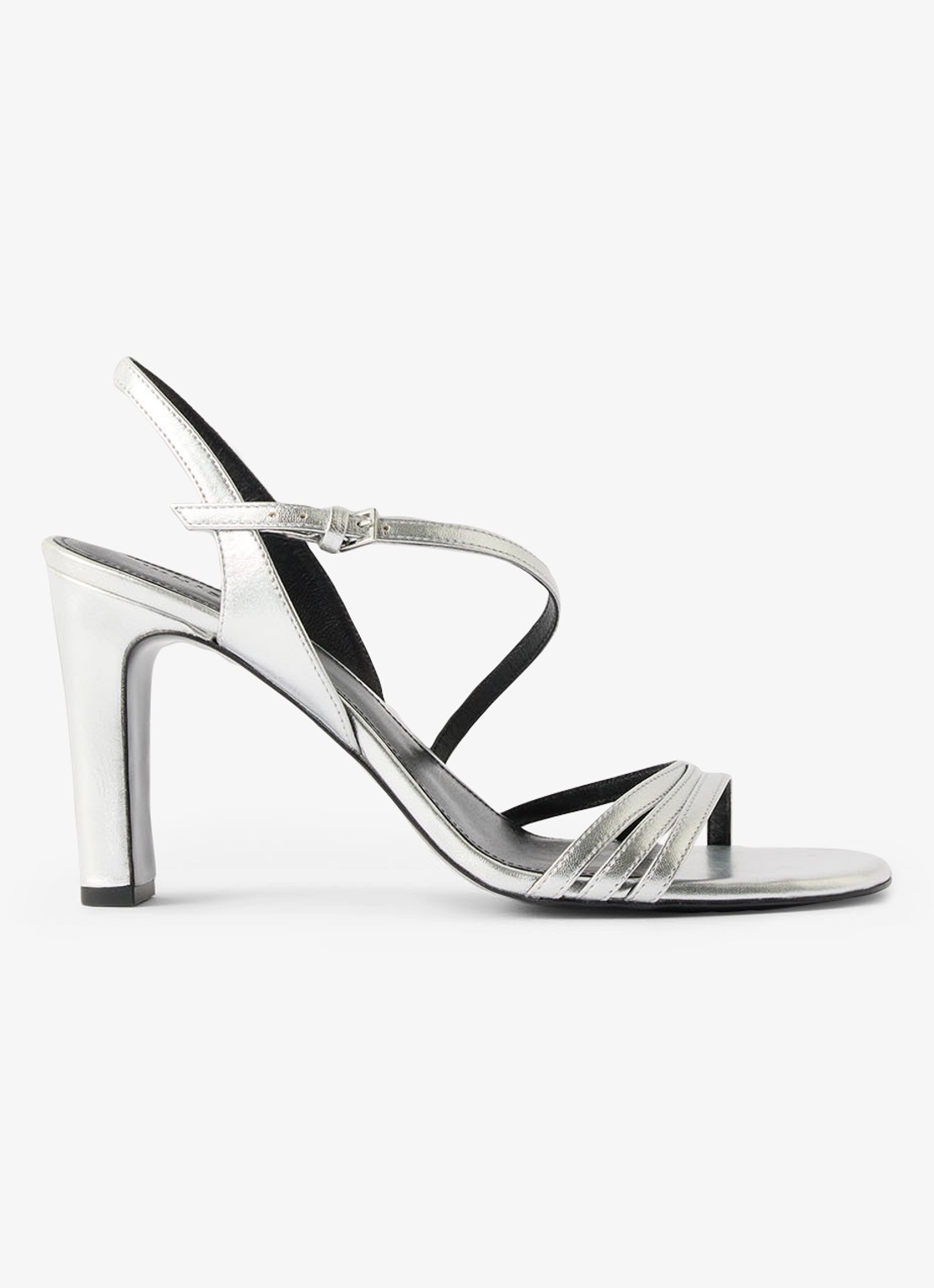 Whistles Slingback van schapenleer met metallic finish - voorkant zilver