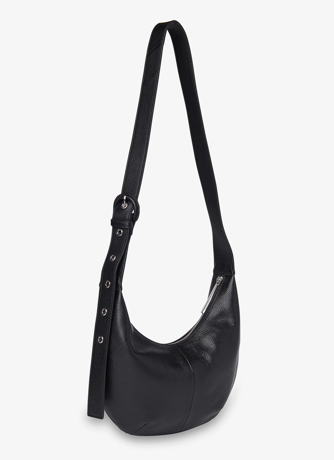 Whistles Small Sia crossbodytas van leer - detail zwart