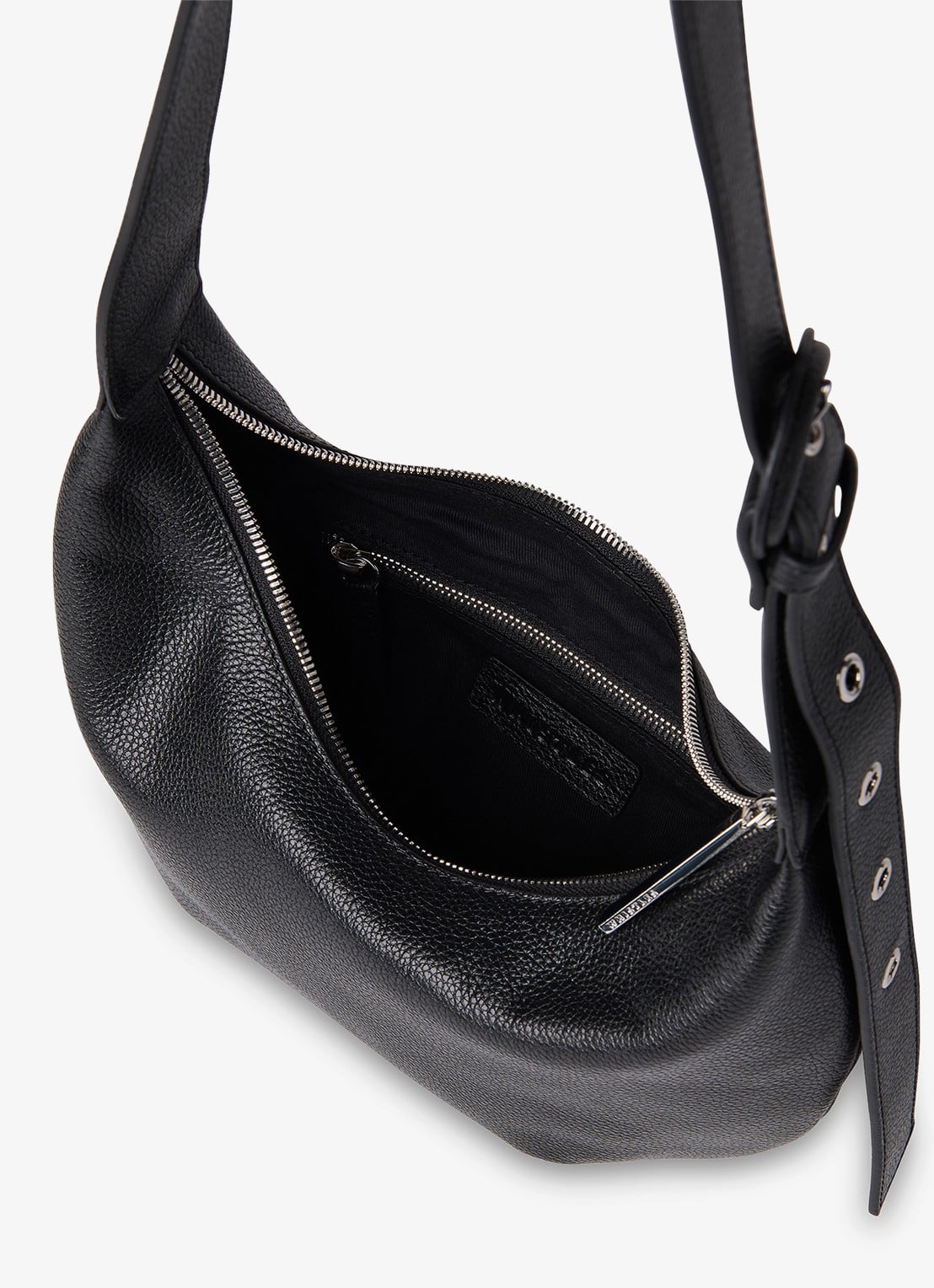 Whistles Small Sia crossbodytas van leer - detail 2 zwart